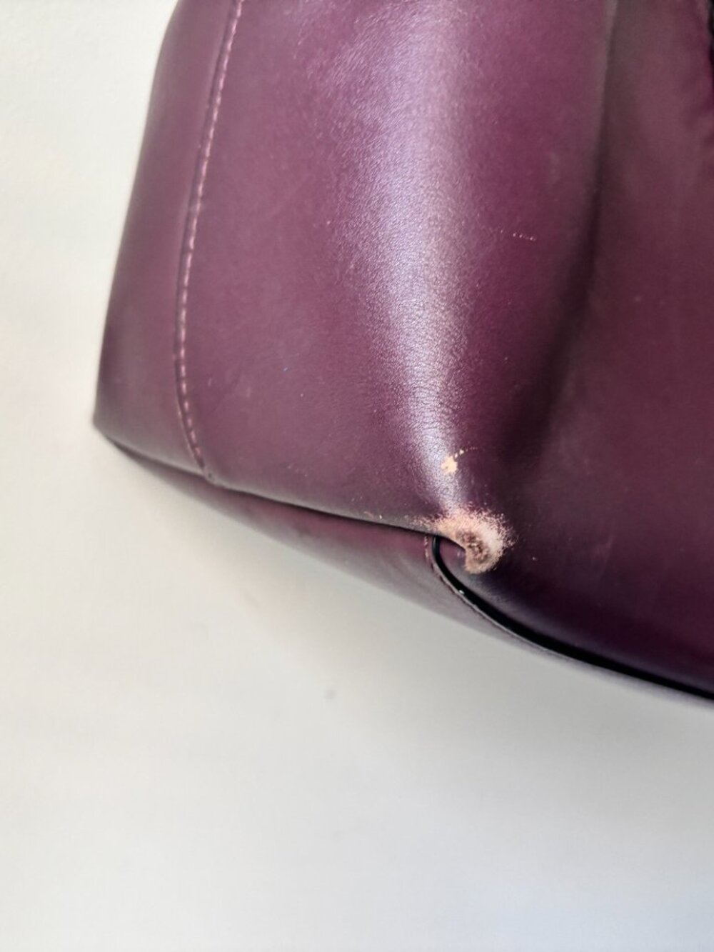 Coach Central Tote 78218 Deep Plum Leather Chain Accent Shoulder Bag AS IS READ - Picture 10 of 16